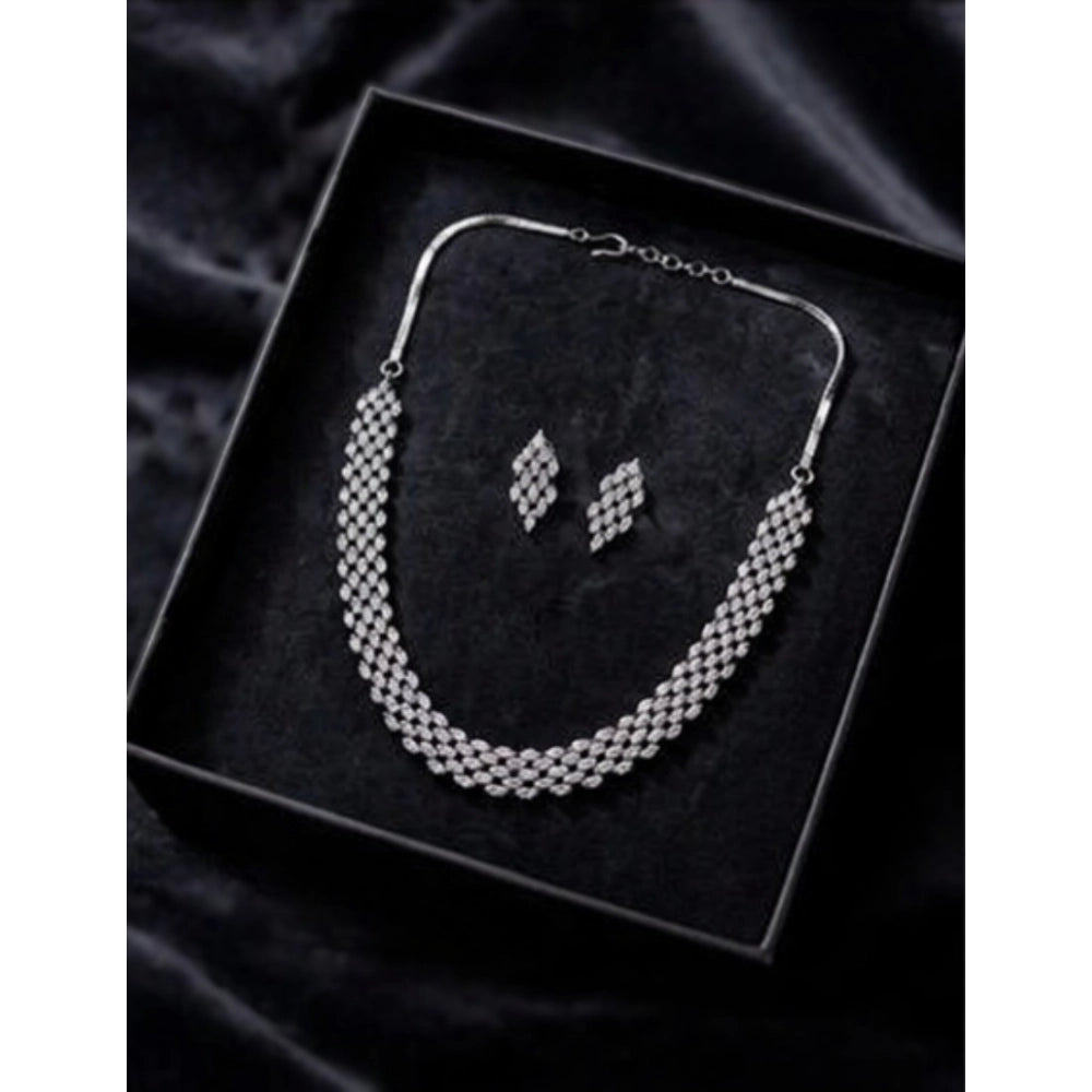 Sensational Women's Brass Silver Plated Necklace set