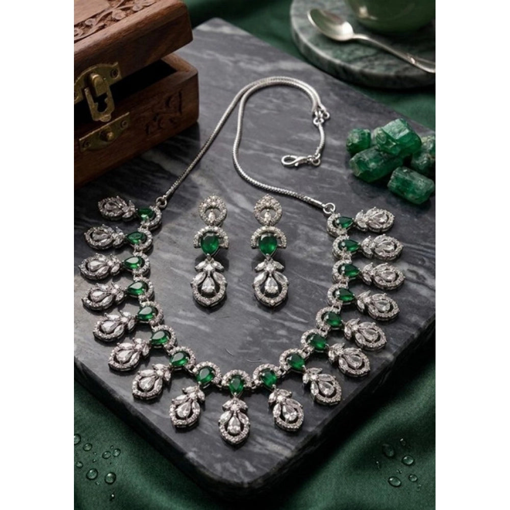 Sensational Women's Brass Silver Plated Necklace set