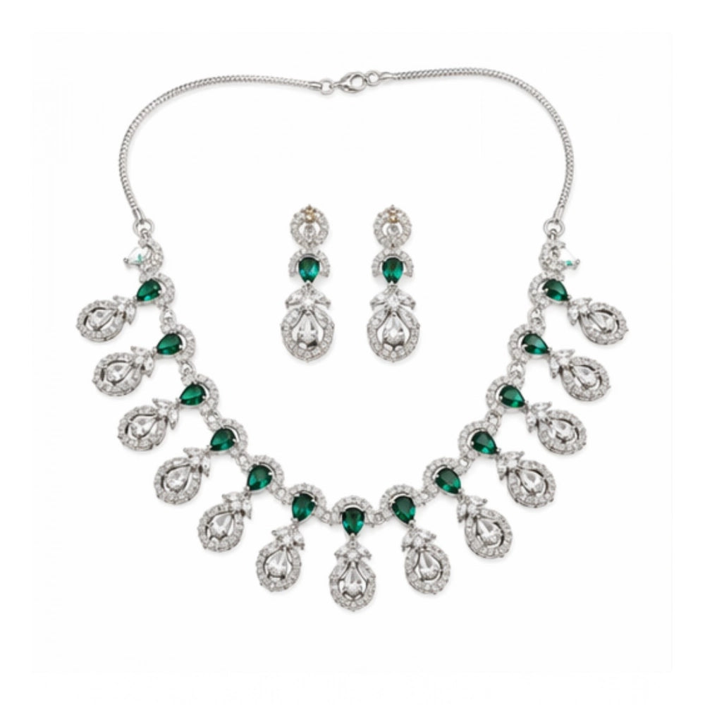 Sensational Women's Brass Silver Plated Necklace set