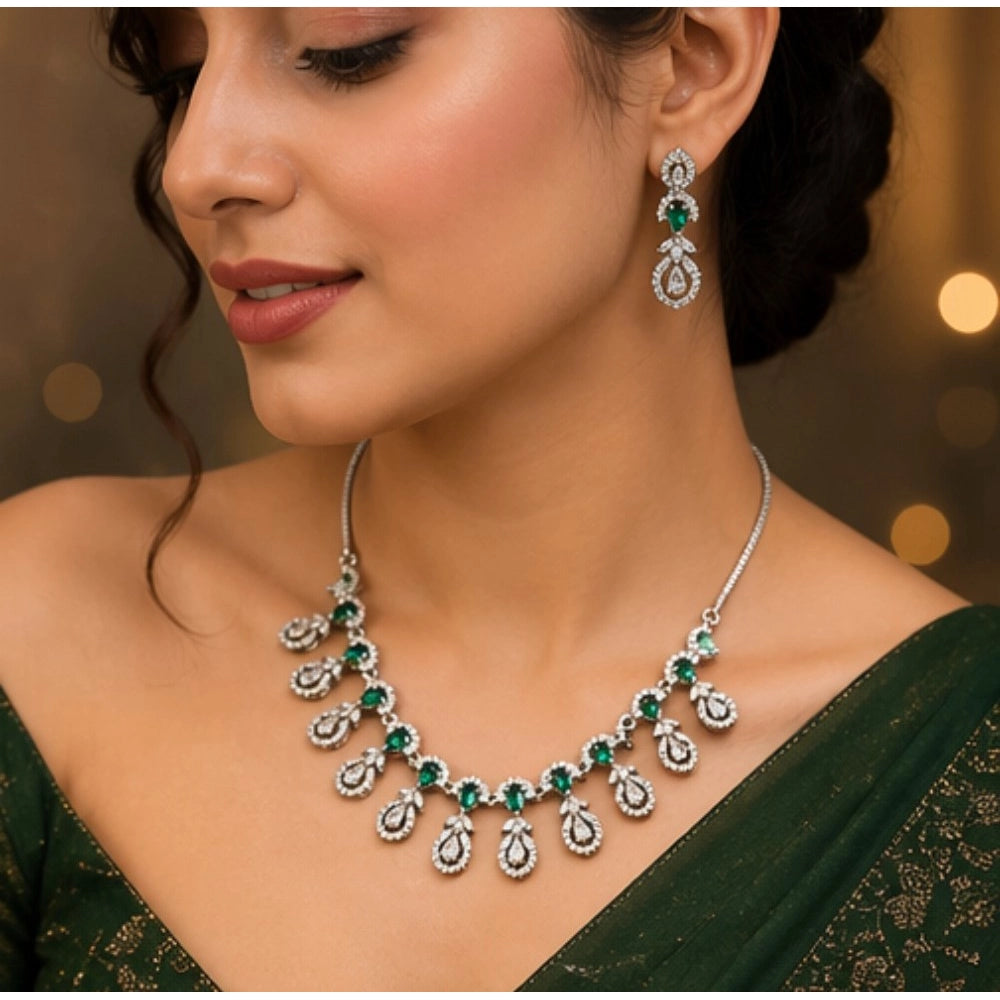 Sensational Women's Brass Silver Plated Necklace set