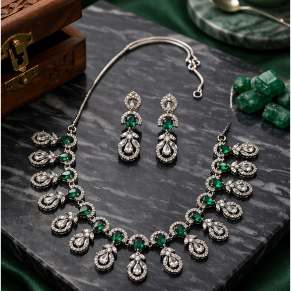 Sensational Women's Brass Silver Plated Necklace set