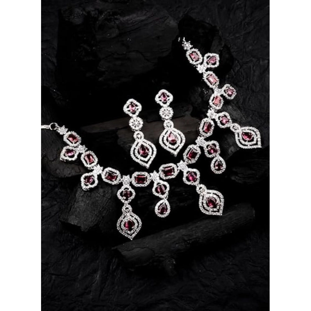 Sensational Women's Brass Silver Plated Necklace set
