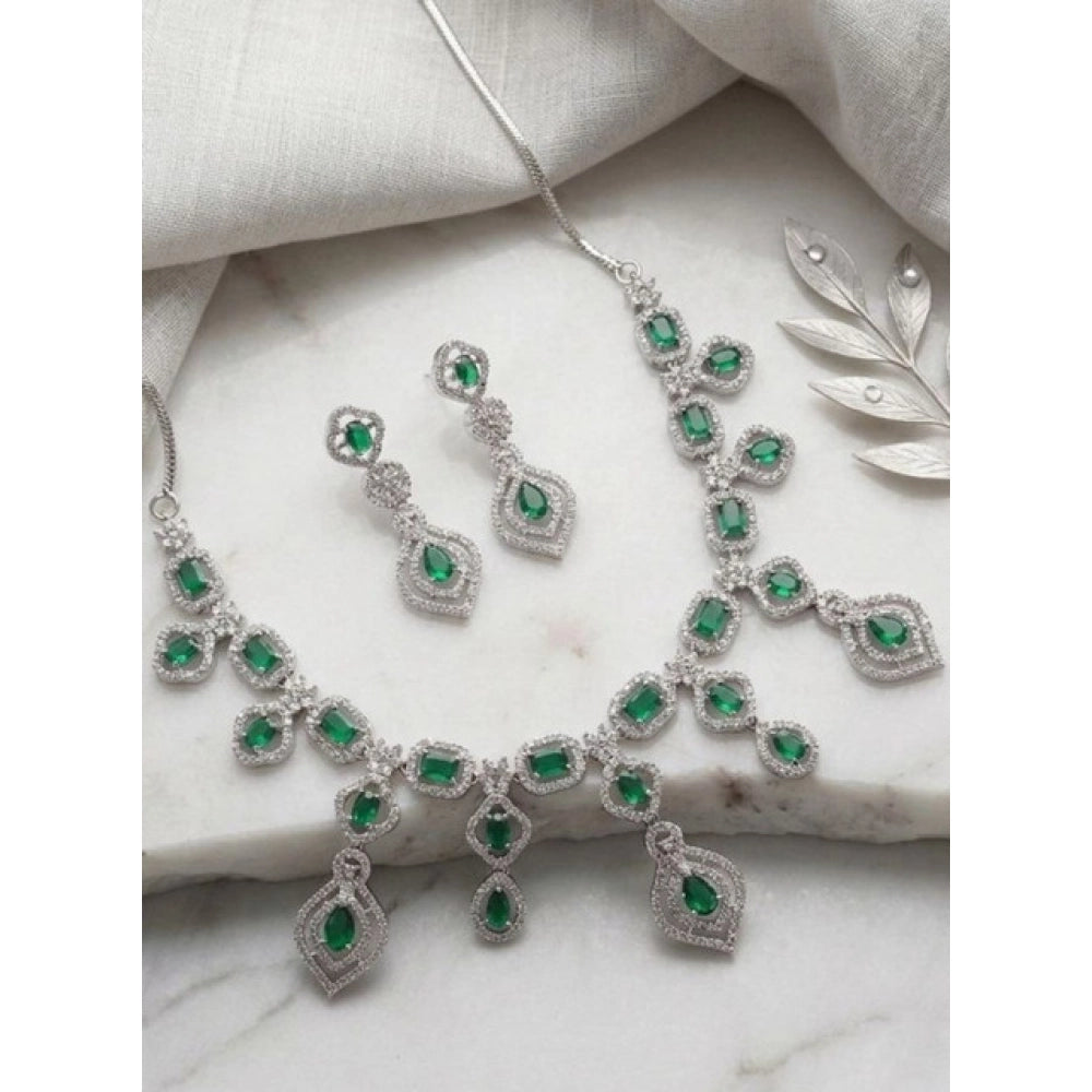 Sensational Women's Brass Silver Plated Necklace set