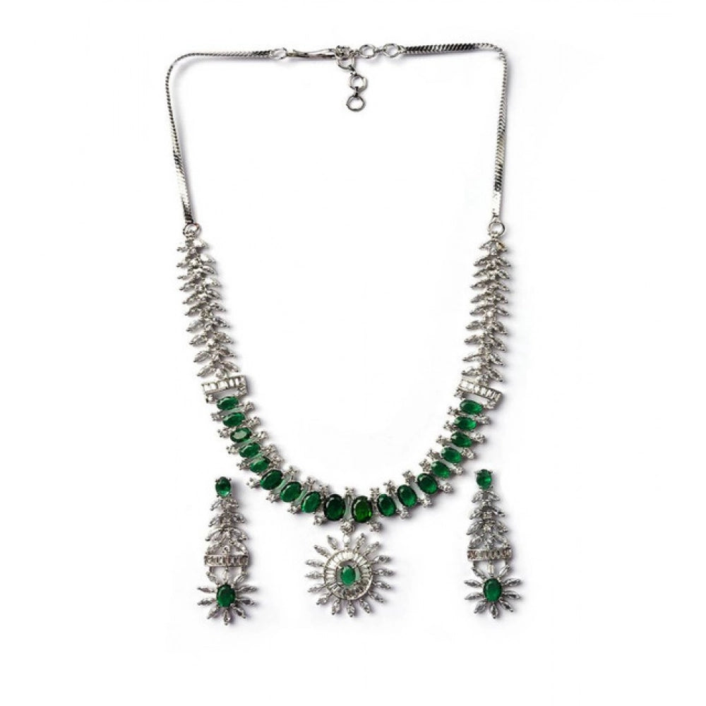 Sensational Women's Brass Silver Plated Necklace set