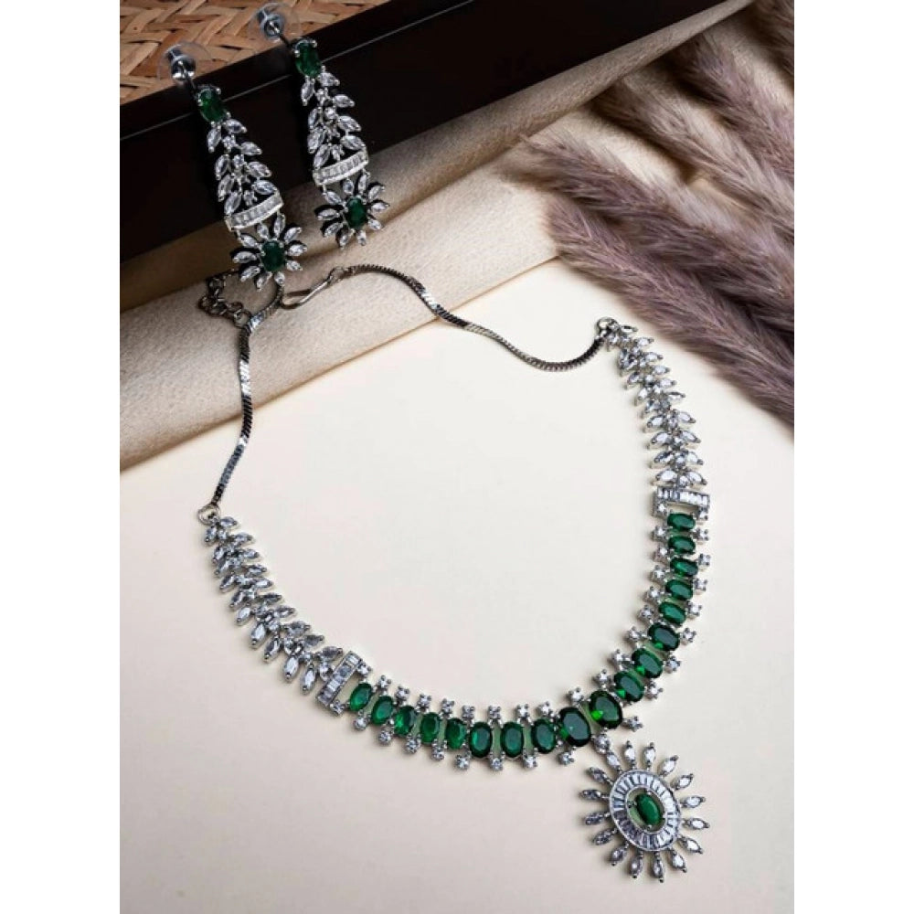 Sensational Women's Brass Silver Plated Necklace set