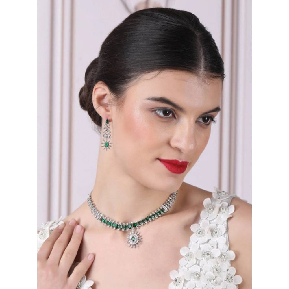 Sensational Women's Brass Silver Plated Necklace set