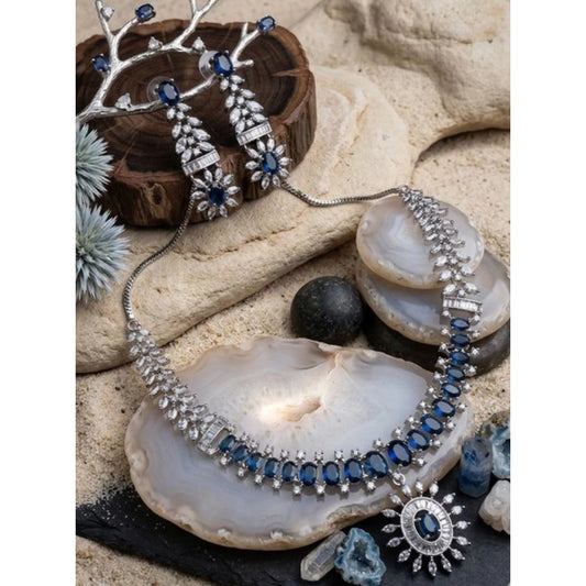 Sensational Women's Brass Silver Plated Necklace set