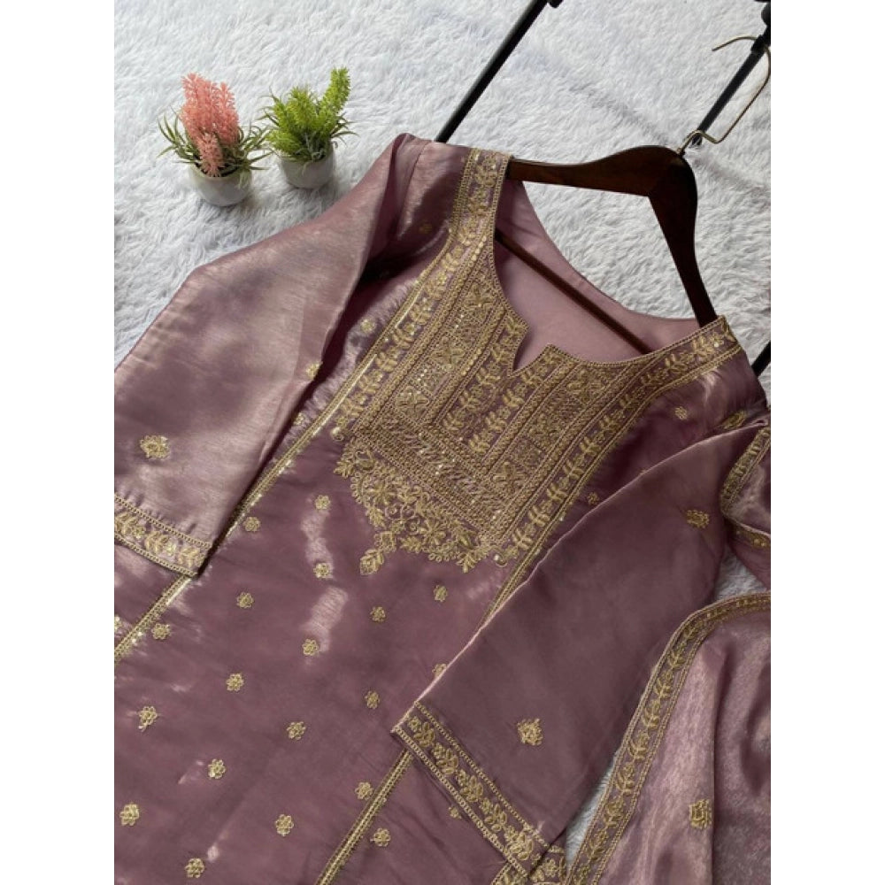 Alluring Women's Silk Embroidered Round Kurti With Sharara Pant and Dupatta Set