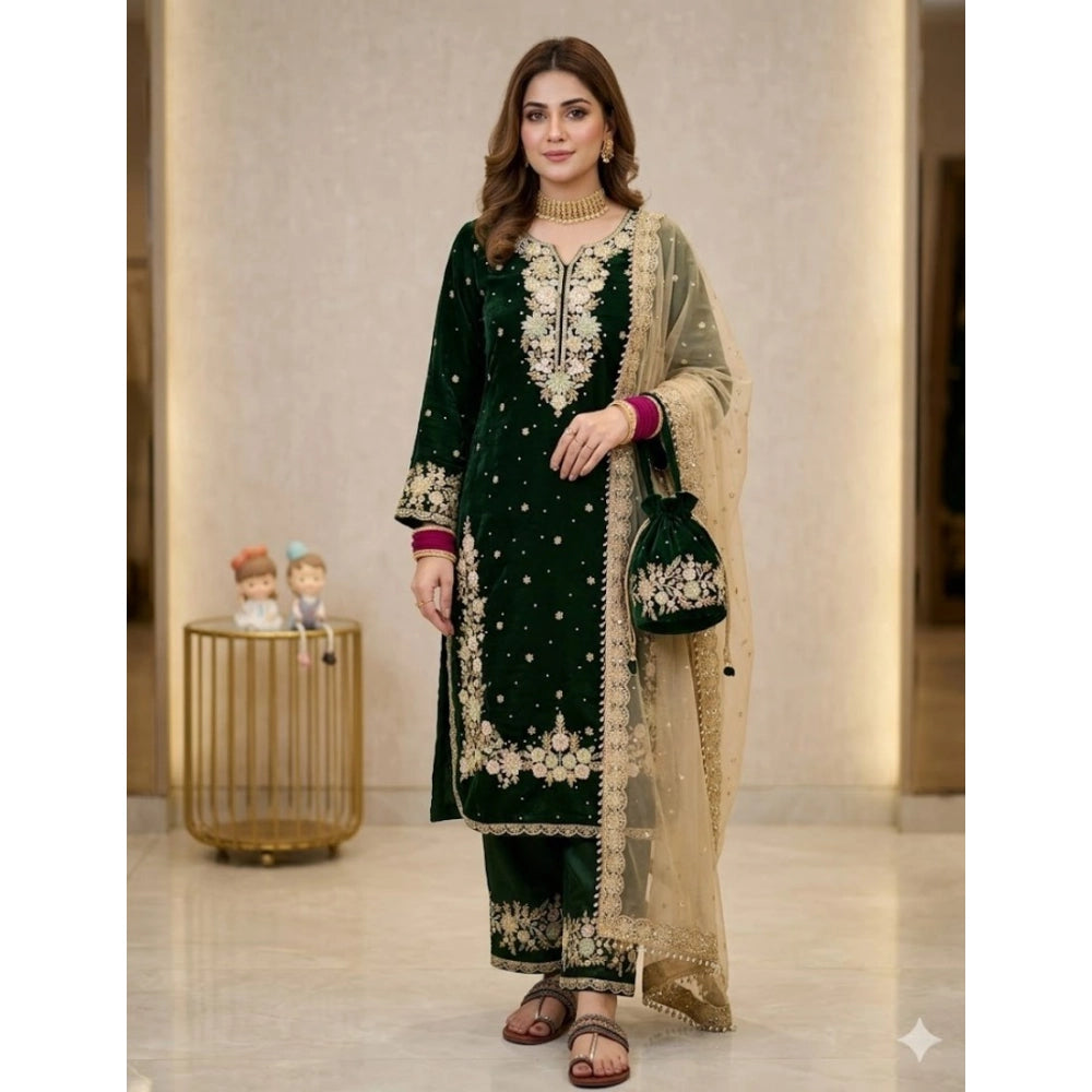 Elegant Women's Silk Embroidered Round Kurti With Palazzo Pant and Dupatta Set