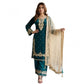 Elegant Women's Silk Embroidered Round Kurti With Palazzo Pant and Dupatta Set