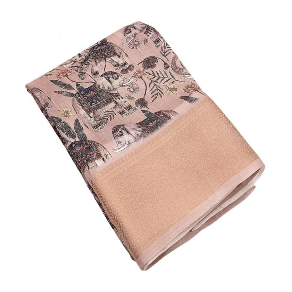 Marvellous Women's Cotton Silk Printed Saree With Blouse Piece