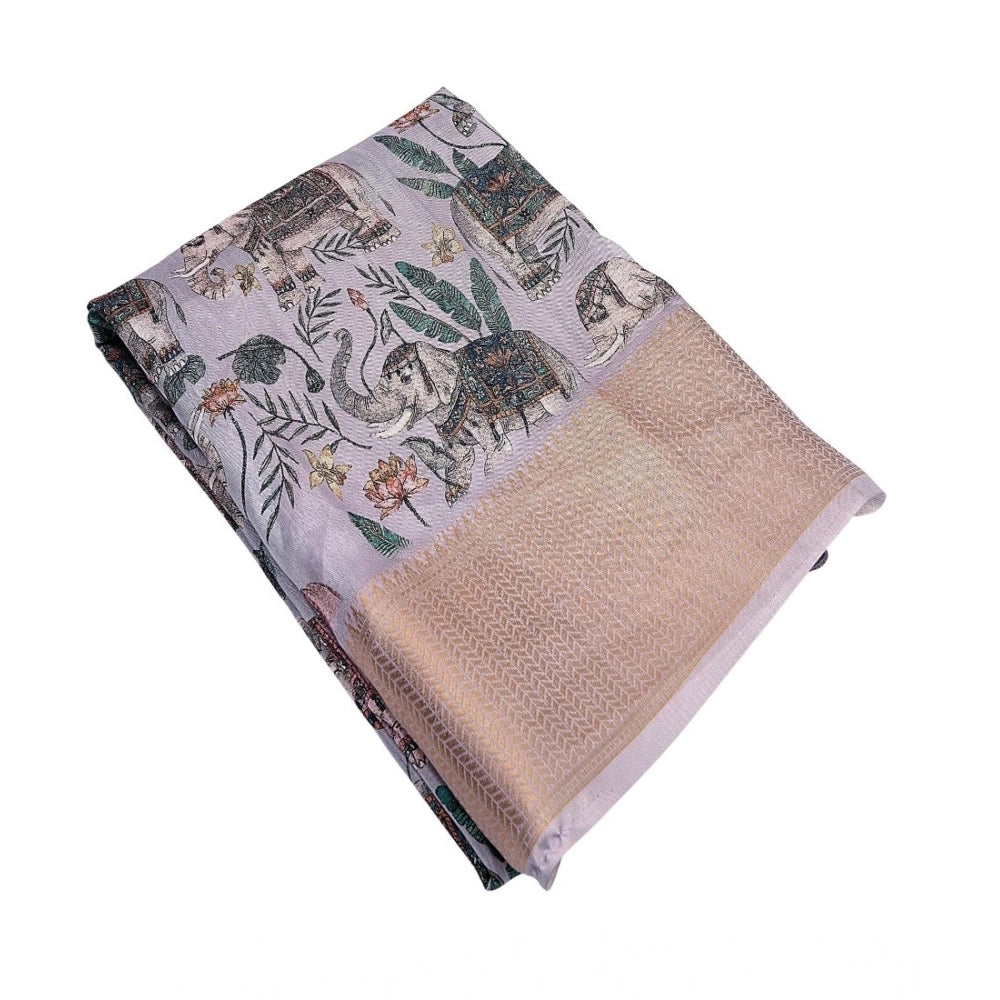 Amazing Women's Cotton Silk Printed Saree With Blouse Piece