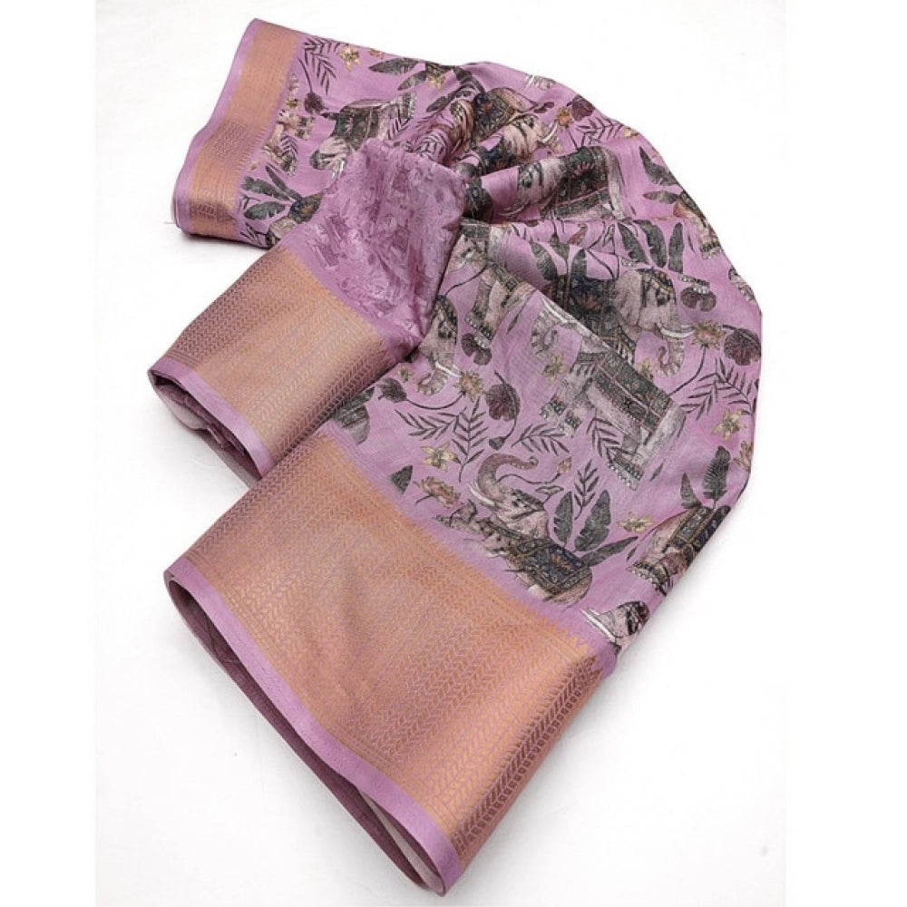 Sizzling Women's Cotton Silk Printed Saree With Blouse Piece