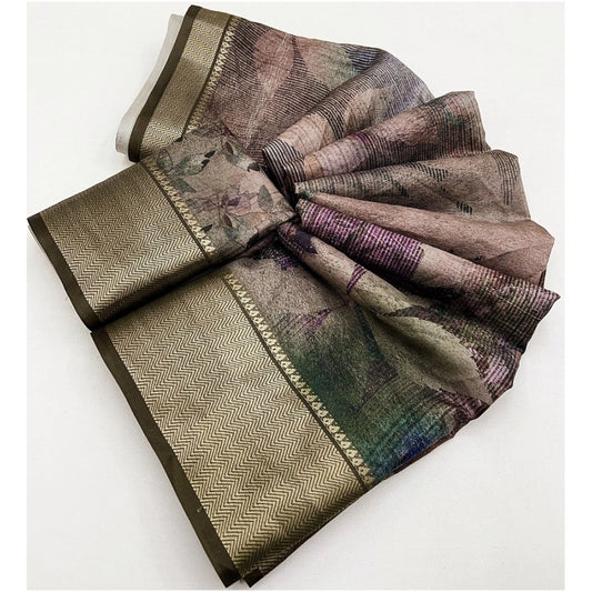 Amazing Women's Cotton Silk Printed Saree With Blouse Piece