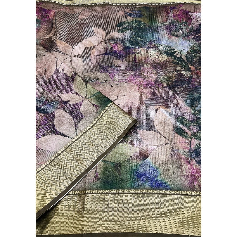 Amazing Women's Cotton Silk Printed Saree With Blouse Piece