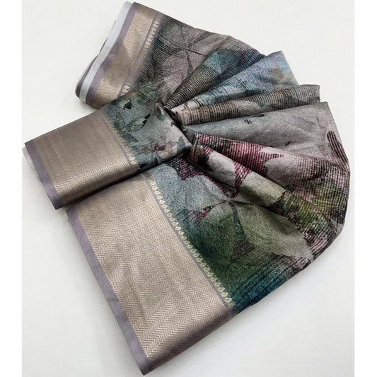 Amazing Women's Cotton Silk Printed Saree With Blouse Piece