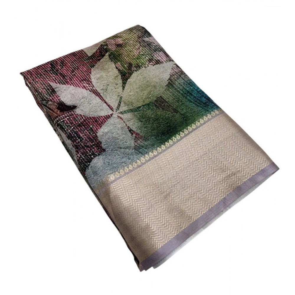 Amazing Women's Cotton Silk Printed Saree With Blouse Piece