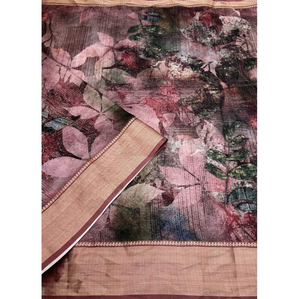 Amazing Women's Cotton Silk Printed Saree With Blouse Piece