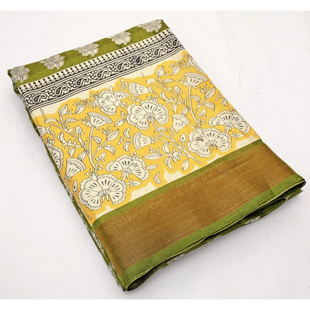 Ravishing Women's Cotton Blend Printed Saree With Blouse Piece