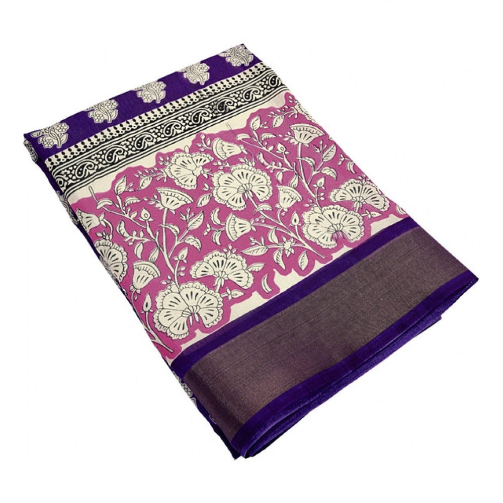 Ravishing Women's Cotton Blend Printed Saree With Blouse Piece