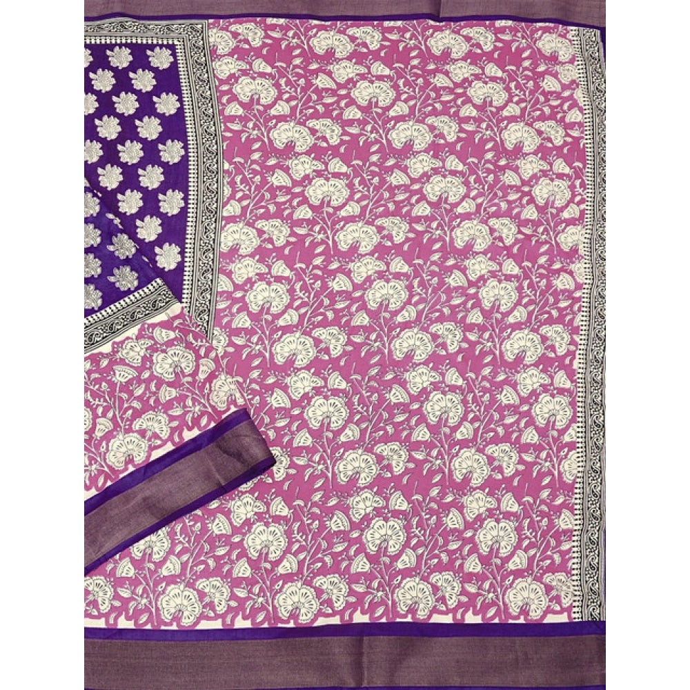 Ravishing Women's Cotton Blend Printed Saree With Blouse Piece