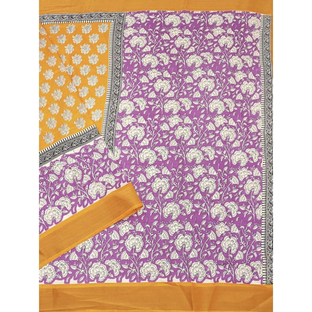 Ravishing Women's Cotton Blend Printed Saree With Blouse Piece
