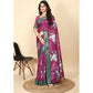 Lovely Women's Cotton Blend Floral Printed Saree With Blouse Piece