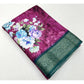 Lovely Women's Cotton Blend Floral Printed Saree With Blouse Piece