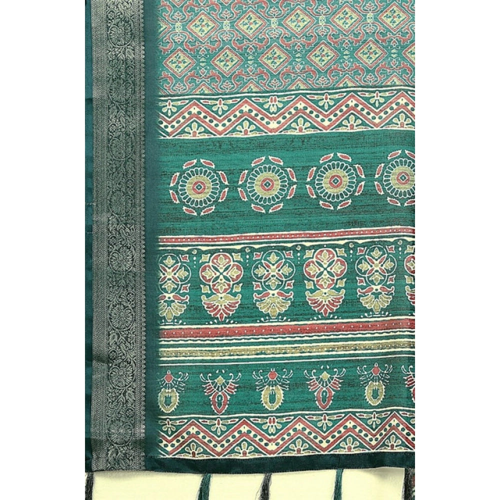 Ravishing Women's Cotton Blend Printed Saree With Blouse Piece