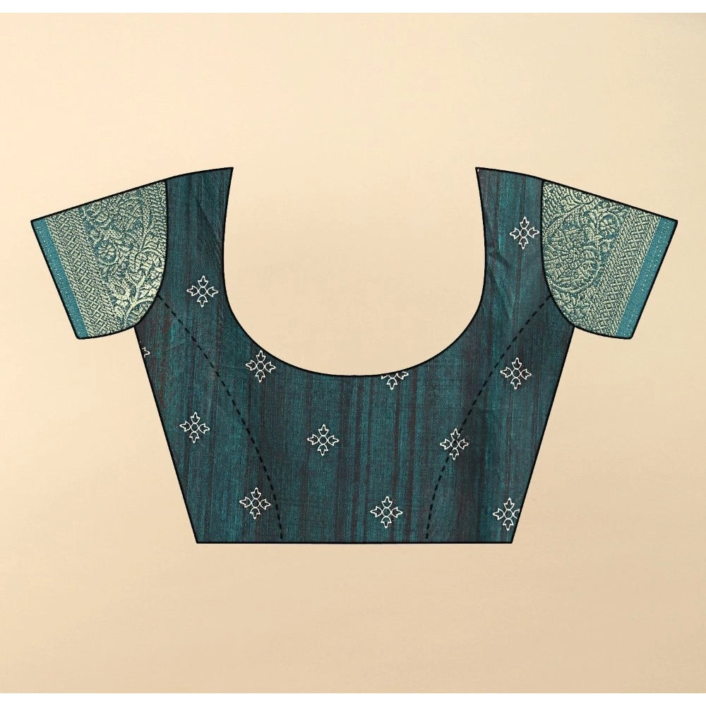 Ravishing Women's Cotton Blend Printed Saree With Blouse Piece