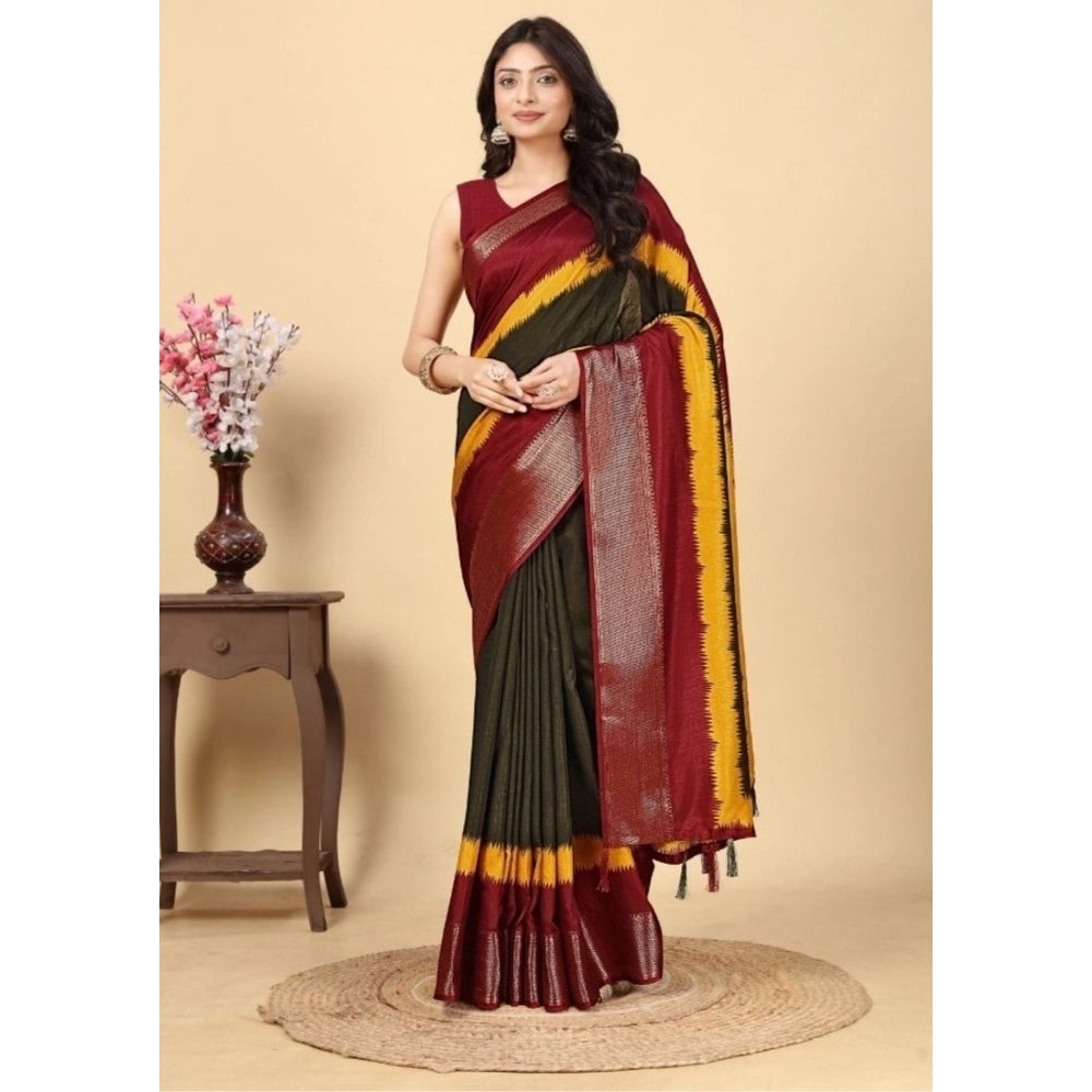Contemporary Women's Cotton Silk Solid Saree With Blouse Piece