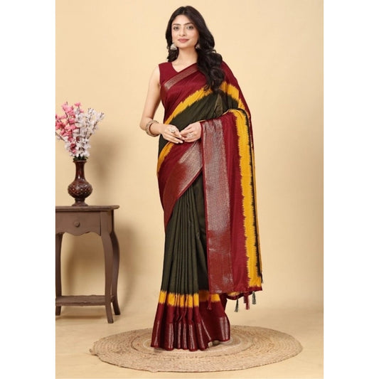 Contemporary Women's Cotton Silk Solid Saree With Blouse Piece