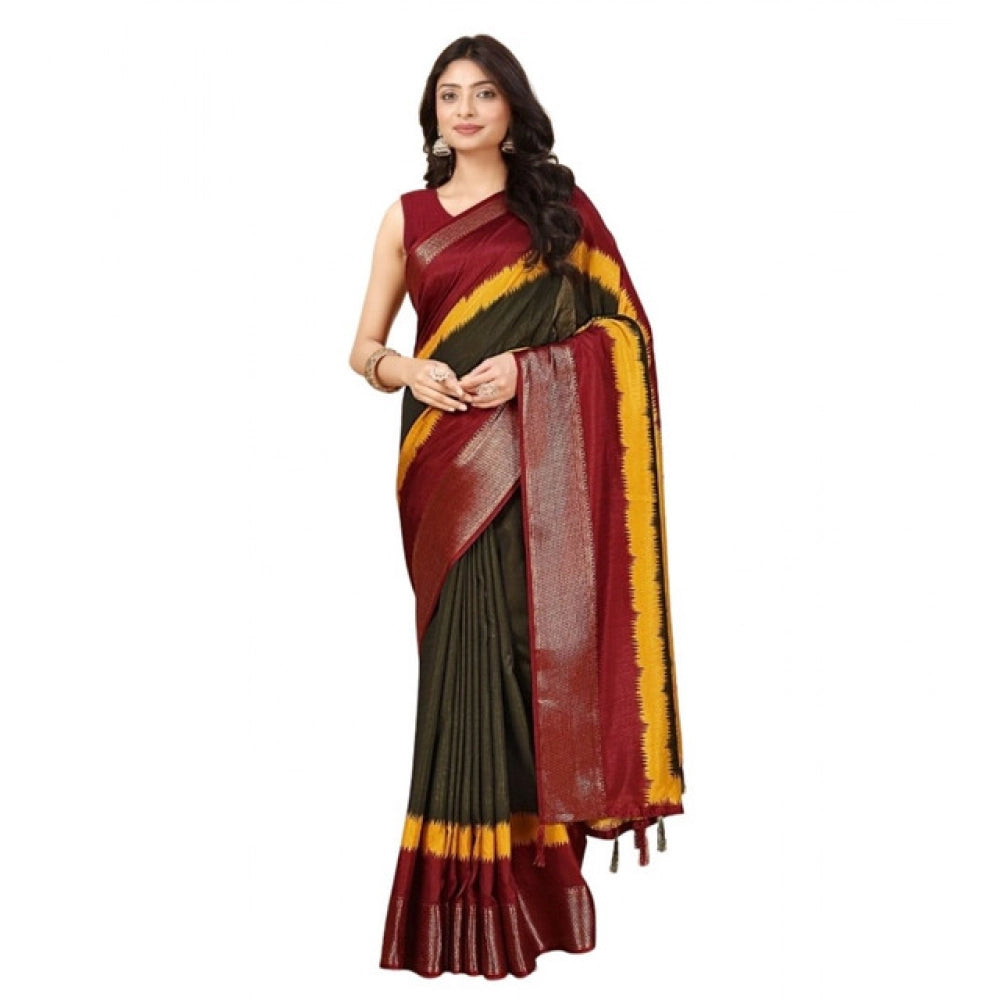 Contemporary Women's Cotton Silk Solid Saree With Blouse Piece