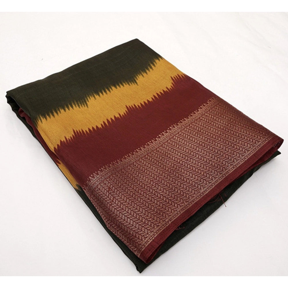 Contemporary Women's Cotton Silk Solid Saree With Blouse Piece