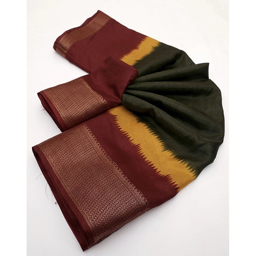 Contemporary Women's Cotton Silk Solid Saree With Blouse Piece