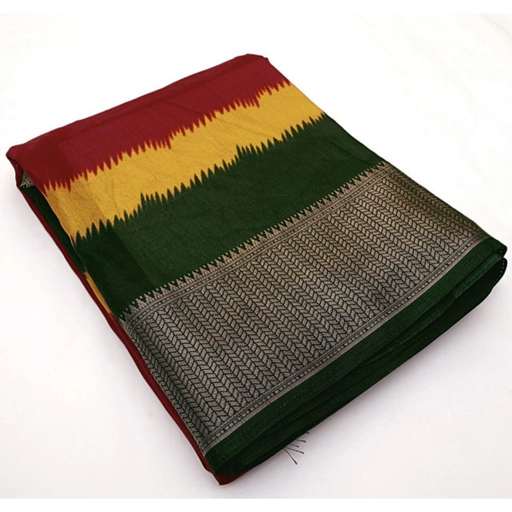 Contemporary Women's Cotton Silk Solid Saree With Blouse Piece