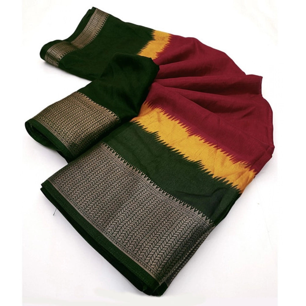 Contemporary Women's Cotton Silk Solid Saree With Blouse Piece