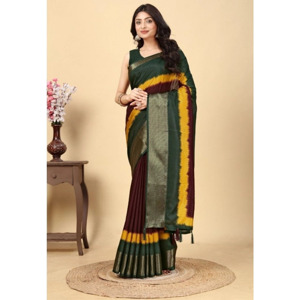 Contemporary Women's Cotton Silk Solid Saree With Blouse Piece