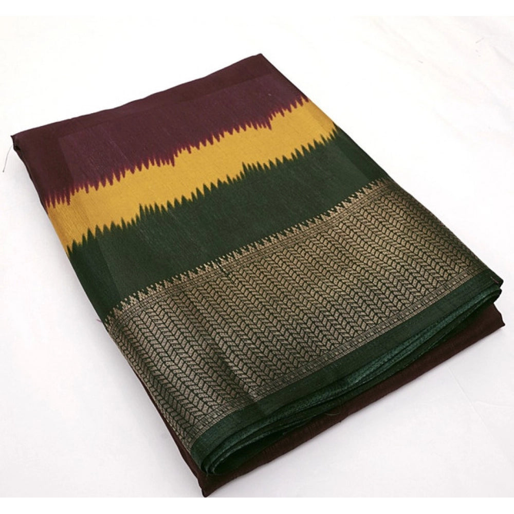 Contemporary Women's Cotton Silk Solid Saree With Blouse Piece