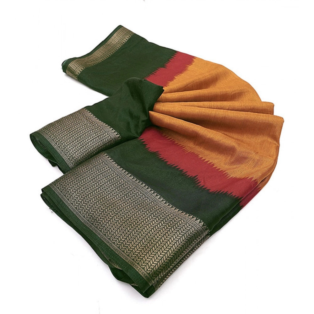 Contemporary Women's Cotton Silk Solid Saree With Blouse Piece
