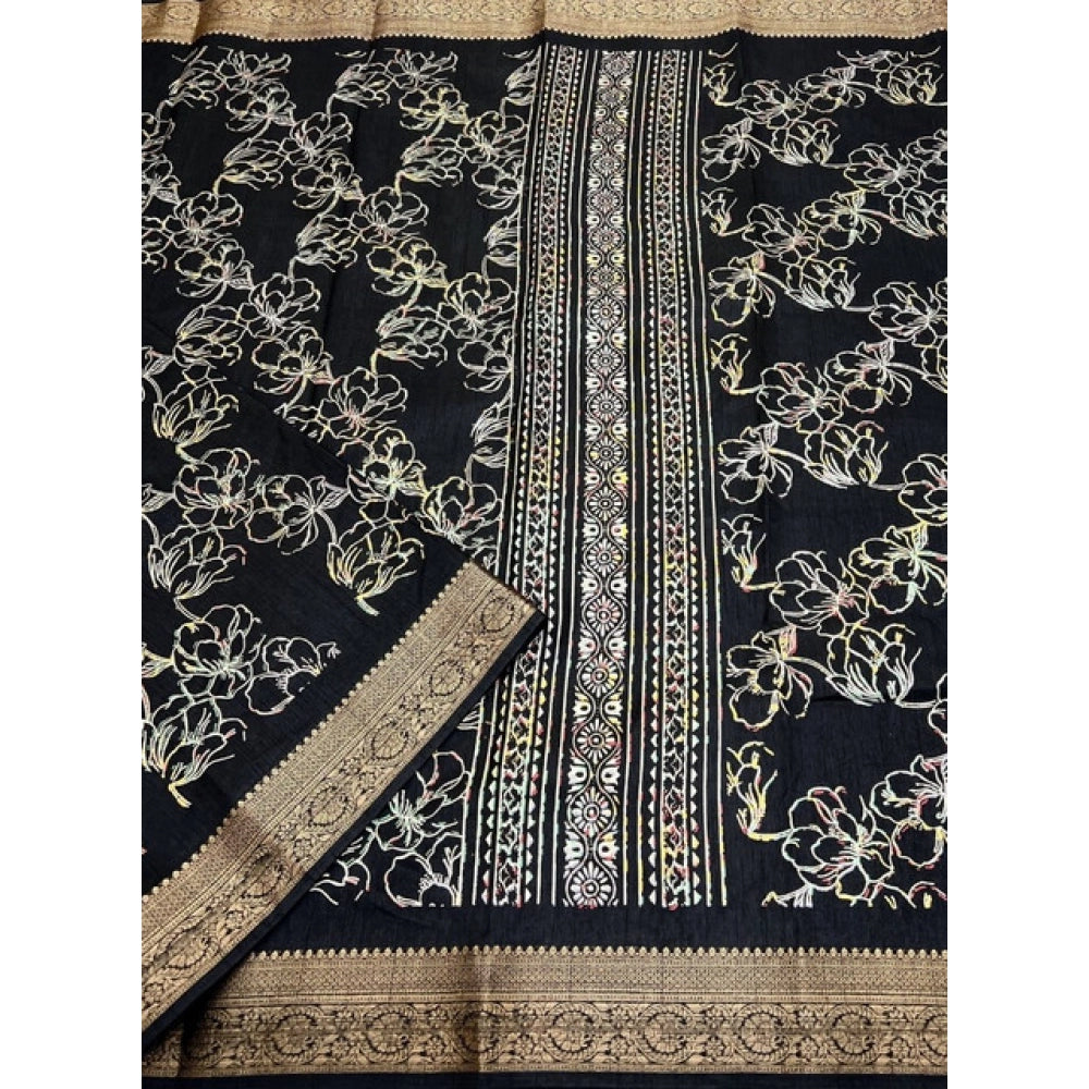 Fancy Women's Cotton Silk Floral Printed Saree With Blouse Piece