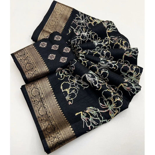 Fancy Women's Cotton Silk Floral Printed Saree With Blouse Piece