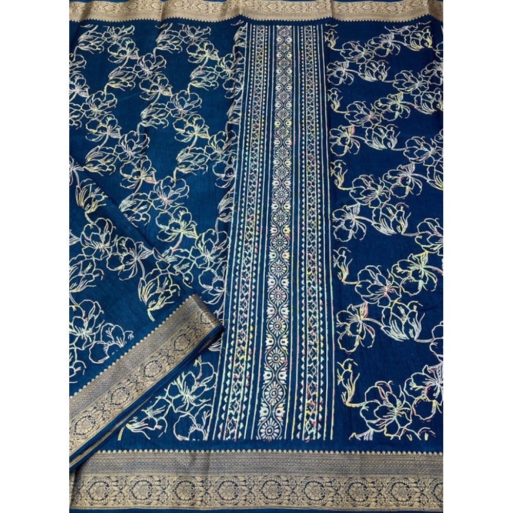 Fancy Women's Cotton Silk Floral Printed Saree With Blouse Piece
