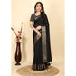 Voguish Women's Cotton Blend Checkered Saree With Blouse Piece