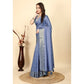 Voguish Women's Cotton Blend Checkered Saree With Blouse Piece