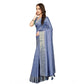 Voguish Women's Cotton Blend Checkered Saree With Blouse Piece