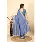 Voguish Women's Cotton Blend Checkered Saree With Blouse Piece