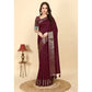Voguish Women's Cotton Blend Checkered Saree With Blouse Piece