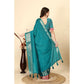 Voguish Women's Cotton Blend Checkered Saree With Blouse Piece