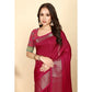 Voguish Women's Cotton Blend Checkered Saree With Blouse Piece